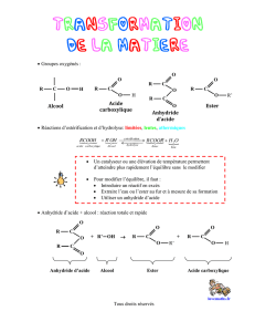 Alcool Acide carboxylique Anhydride d`acide Ester