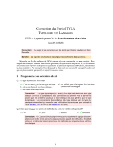 Correction du Partiel TYLA Typologie des Langages - LRDE