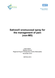Sativex® Oromucosal Spray For The Management Of Pain