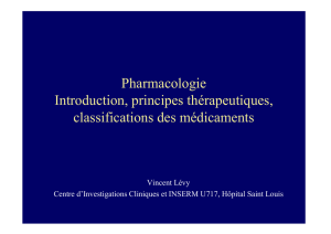 Pharmacologie Introduction, principes thérapeutiques