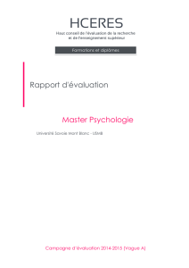 Evaluation du master psychologie de l`Université Savoie