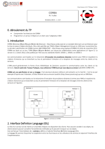 CORBA 0. déroulement du TP 1. introduction 2. Interface Definition