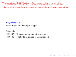 Thématique PHY501A : Des particules aux étoiles, Interactions