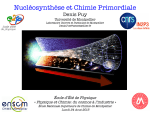 Nucleosynthèse et chimie primordiale