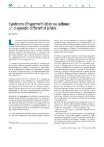 Syndrome d`hyperventilation ou asthme : un diagnostic