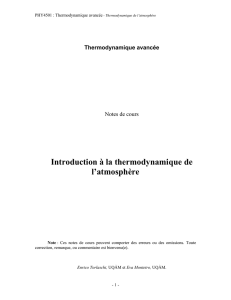 Introduction à la thermodynamique de l`atmosphère