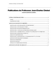 Publications du Professeur Jean-Charles Chebat
