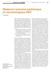 Médecine intensive pédiatrique et néonatologique 2001
