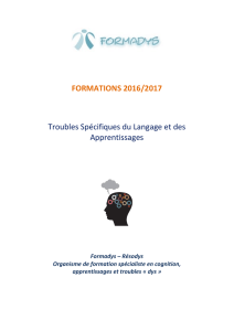 FORMATIONS 2016/2017 Troubles Spécifiques du Langage et des