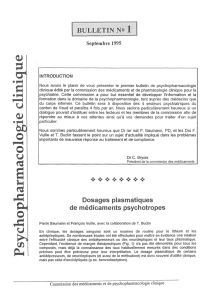 Dosages plasmatiques de médicaments psychotropes