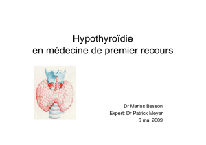 Hypothyroïdie en médecine de premier recours