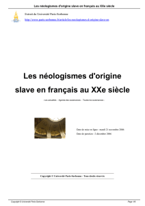 Les néologismes d`origine slave en français au XXe siècle