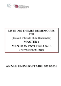 Brochure TER Master 1 - Institut de Psychologie