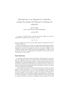 actions du groupe de Poincaré et principe de relativité