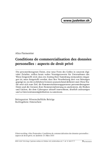 Conditions de commercialisation des données personelles : aspects