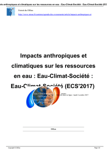 Impacts anthropiques et climatiques sur les ressources en eau : Eau