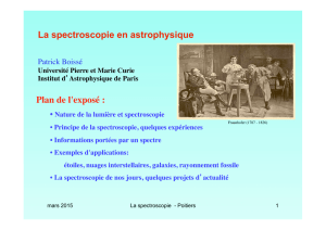 La spectroscopie en astrophysique Plan de l`exposé :