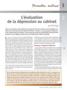 L`évaluation de la dépression au cabinet