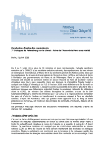 7e Dialogue de Petersberg sur le climat : Faire de l`Accord de Paris