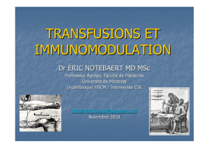 TRANSFUSIONS ET IMMUNOMODULATION