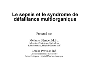 Le sepsis et le syndrome de dysfunction multi-organique