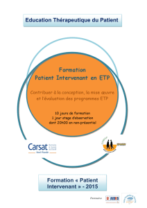 Education Thérapeutique du Patient Formation « Patient Intervenant