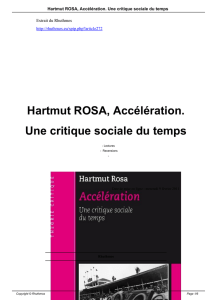 Hartmut ROSA, Accélération. Une critique sociale du