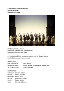L`Enlèvement au Sérail – Mozart La Scala de Milan Singspiel en 3