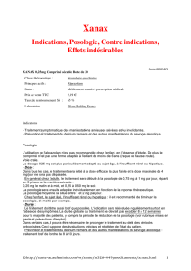 Xanax Indications, Posologie, Contre indications, Effets indésirables