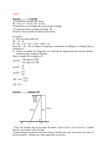 1) Construire un triangle IJK tel que : JK = 8 cm