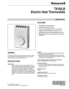 68-0145EF - T410B Electric Heat Thermostat
