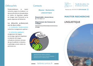 Plaquette Master Linguistique - Université Nice Sophia Antipolis
