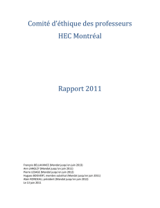 Comité d`éthique des professeurs HEC Montréal Rapport 2011