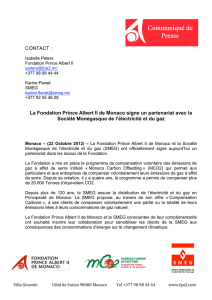 CONTACT : La Fondation Prince Albert II de Monaco signe un