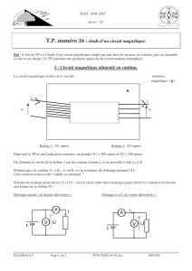 T.P. numéro 16 : étude d`un circuit magnétique. I
