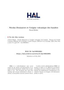 Nicolas Desmarest et l`origine volcanique des basaltes - Hal-SHS