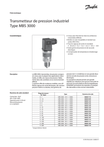 Transmetteur de pression industriel Type MBS 3000