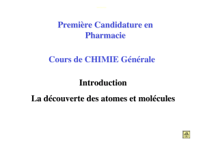 Première Candidature en Pharmacie Cours de CHIMIE Générale