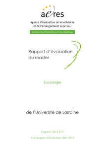 Evaluation du master Sociologie (Université de Lorraine)