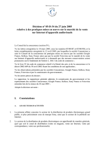 Décision n°05-D-34 du 27 juin 2005 relative à des pratiques mises