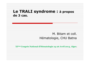 Le TRALI syndrome : à propos