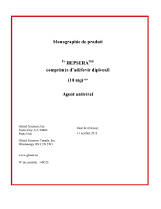 Monographie de produit HEPSERA comprimés d`adéfovir
