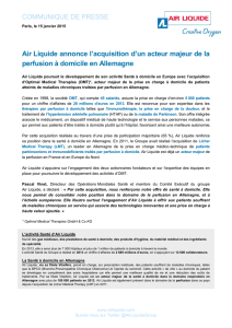 Air Liquide annonce l`acquisition d`un acteur majeur de la perfusion