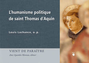 L`humanisme politique de saint Thomas d`Aquin