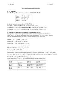 Calcul des coefficients de Bezout