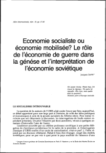 Economie socialiste ou economie mobilisee? Le r61e de I