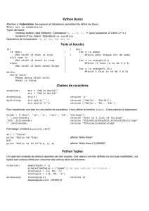 Python Basics Tests et boucles Chaînes de caractères Python Tuples