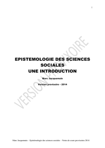 epistemologie des sciences sociales une introduction