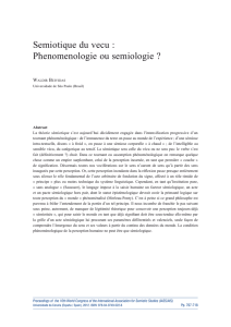 Semiotique du vecu: Phenomenologie ou semiologie?