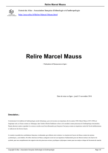 Relire Marcel Mauss - Association française d`ethnologie et d